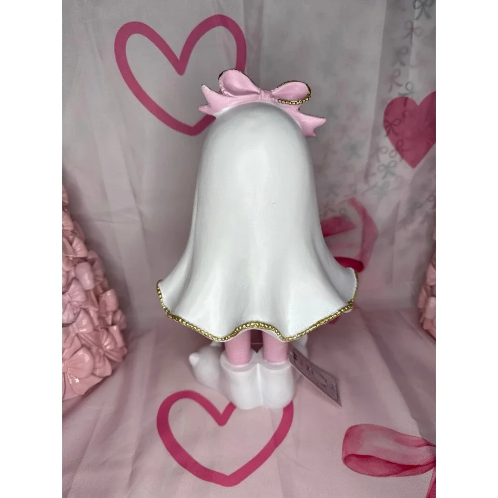 Coquette Ghost Pink Pumpkin Figurine Halloween Decor Spooky Cute Shelf Sitter